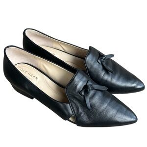 Cole Haan Viola Skimmer Pointed Toe Black Leather Loafers Size 6
